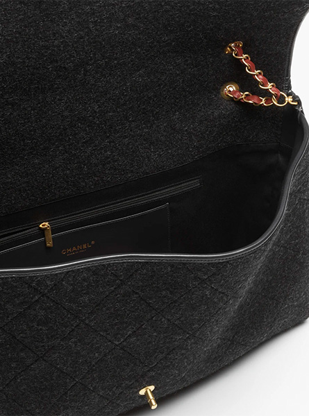 高仿CHANEL包包 | A货香奈儿女包 2025/26秋冬系列 深灰色Maxi口盖包配以手柄