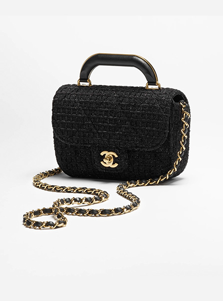 高仿CHANEL包包 | A货香奈儿女包 2025/26秋冬系列 黑色迷你口盖包配以手柄