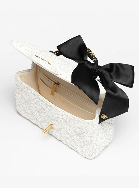 高仿CHANEL包包 | A货香奈儿女包 2025/26秋冬系列 白色迷你口盖包配以手柄