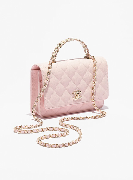 高仿CHANEL包包 | A货香奈儿女包 2025/26早春度假系列 淡粉色链条钱包