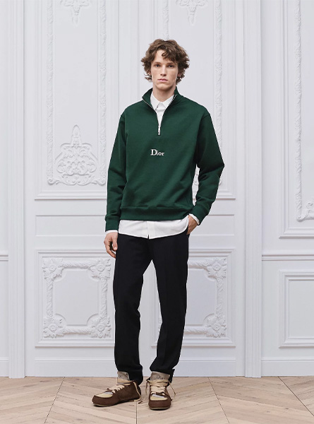DIOR高仿男装 | 迪奥 A货服装  2026夏季DIOR新款 绿色拉链衣领卫衣