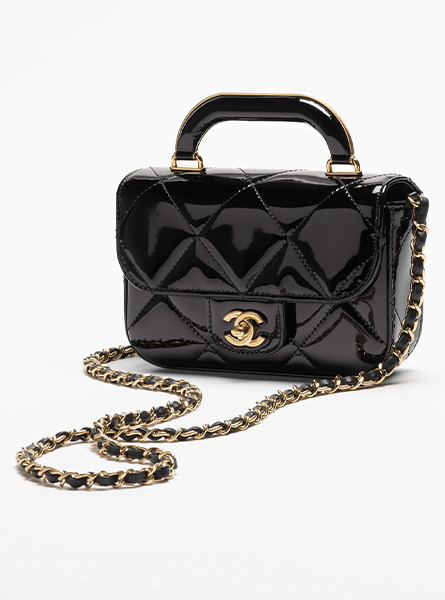 高仿CHANEL包包 | A货香奈儿女包 2025/26秋冬系列 黑色迷你口盖包配以手柄