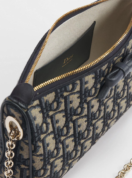 高仿DIOR包包 | A货迪奥女包 2026春夏DIOR新款 蓝色Dior Oblique Bow 链条手拿包