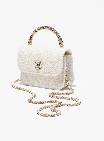 高仿CHANEL包包 | A货香奈儿女包 2025/26早春度假系列 白色链条手拿包