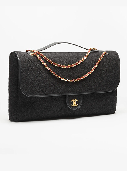 高仿CHANEL包包 | A货香奈儿女包 2025/26秋冬系列 深灰色Maxi口盖包配以手柄