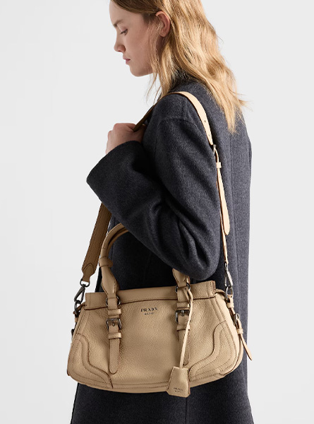 高仿PRADA包包 | A货普拉达女包 2026春夏新款 沙黄色大号皮革托特包