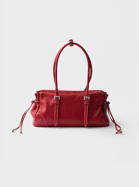 高仿PRADA包包 | A货普拉达女包 2026春夏新款 红色Prada Bonnie中号复古皮革托特包