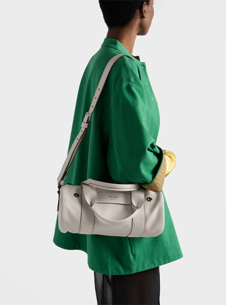 高仿PRADA包包 | A货普拉达女包 2026春夏新款 粉笔白Prada Route 大号皮革手袋