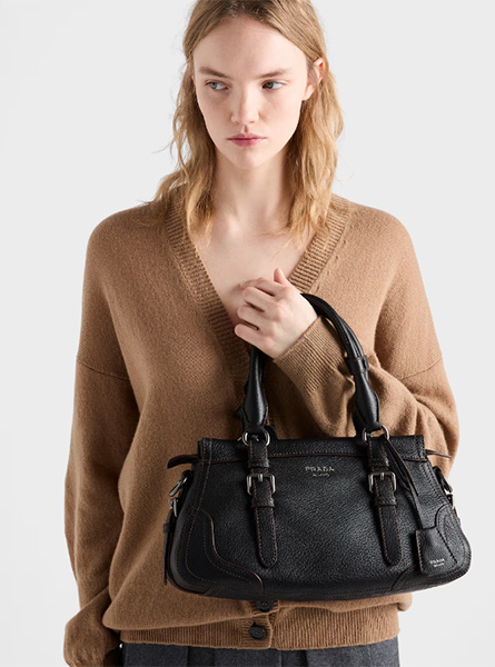 高仿PRADA包包 | A货普拉达女包 2026春夏新款 黑色大号皮革托特包