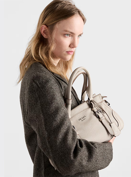 高仿PRADA包包 | A货普拉达女包 2026春夏新款 粉笔白大号皮革托特包