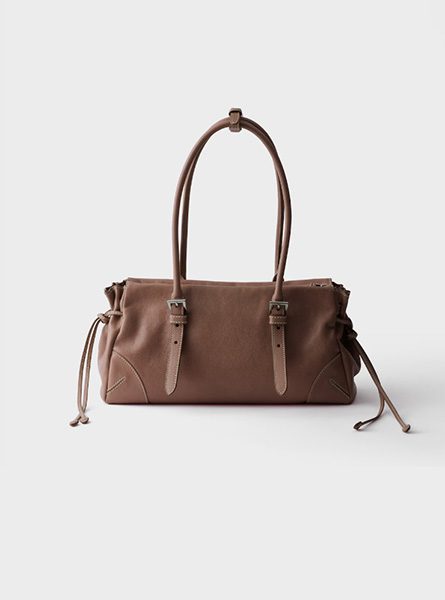 高仿PRADA包包 | A货普拉达女包 2026春夏新款 栗褐色Prada Bonnie中号复古皮革托特包