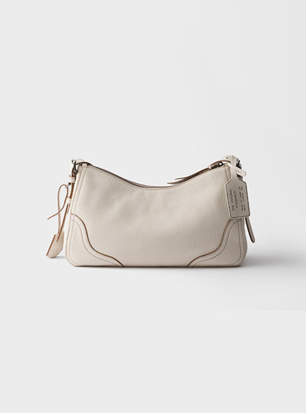 高仿PRADA包包 | A货普拉达女包 2026春夏新款 粉笔白Prada Aimée大号皮革单肩包