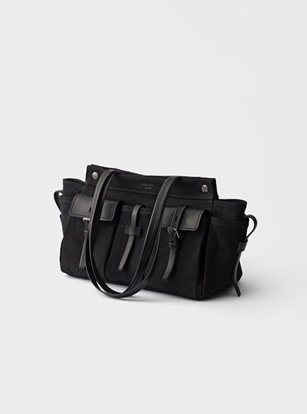 高仿PRADA包包 | A货普拉达女包 2026春夏新款 黑色Prada Route 大号帆布和皮革托特包