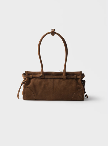 高仿PRADA包包 | A货普拉达女包 2026春夏新款 可可棕Prada Bonnie中号磨砂皮革手提包