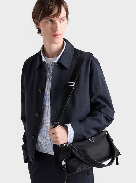 高仿PRADA包包 | A货普拉达男包 2026春夏新款 黑色Prada Explore Re-Nylon与皮革手袋