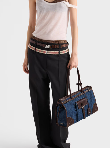 高仿PRADA包包 | A货普拉达女包 2026春夏新款 Prada Bonnie 大号牛仔和皮革手提包