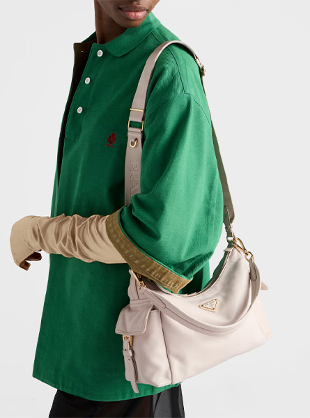 高仿PRADA包包 | A货普拉达女包 2026春夏新款 粉笔白Prada Explore 大号Nappa皮革手袋