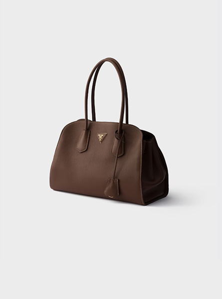 高仿PRADA包包 | A货普拉达女包 2026春夏新款 紫檀木色中号皮革托特包