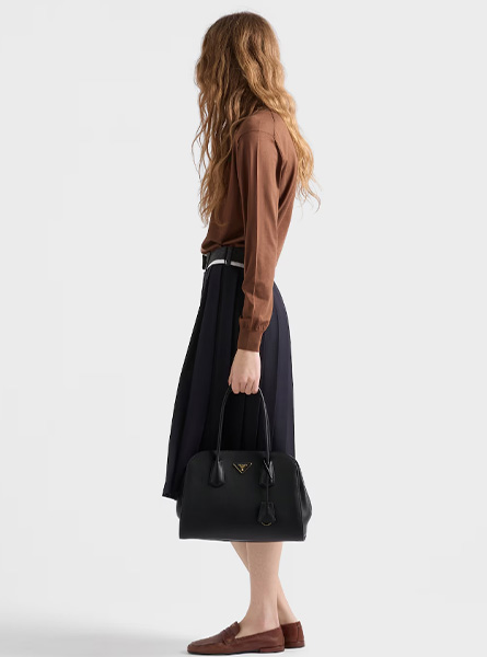 高仿PRADA包包 | A货普拉达女包 2026春夏新款 黑色中号皮革托特包