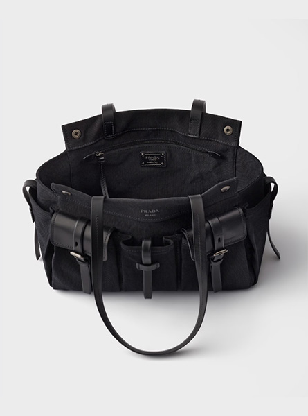 高仿PRADA包包 | A货普拉达女包 2026春夏新款 黑色Prada Route 大号帆布和皮革托特包