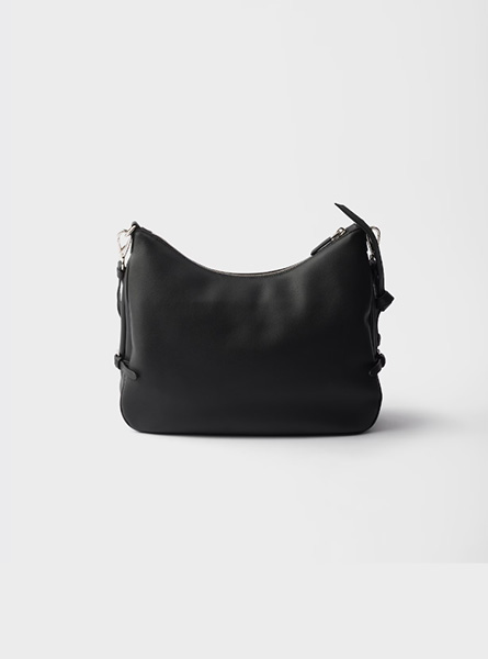 高仿PRADA包包 | A货普拉达女包 2026春夏新款 黑色Prada Fold 大号皮革单肩包