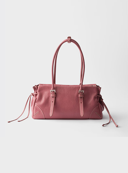 高仿PRADA包包 | A货普拉达女包 2026春夏新款 莲花粉Prada Bonnie中号复古皮革托特包