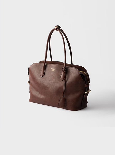 高仿PRADA包包 | A货普拉达女包 2026春夏新款 深褐色大号皮革托特包