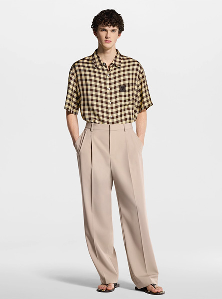 LV高仿男装 | 路易威登 A货服装  2026春夏LV新款 DAMIER 提花短袖衬衫