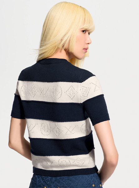 LV高仿女装 | 路易威登 A货服装  2026春夏LV新款 镂空条纹针织衫