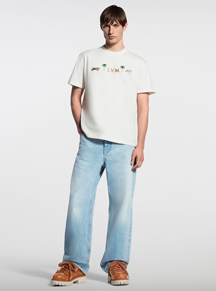 LV高仿男装 | 路易威登 A货服装  2026春夏LV新款 LV X THE DARJEELING LIMITED 刺绣短袖圆领衫