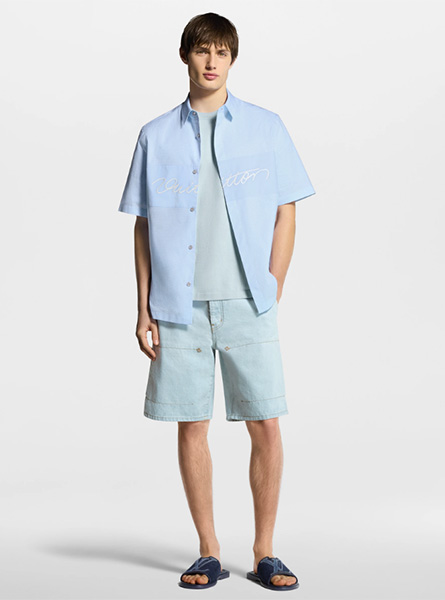 LV高仿男装 | 路易威登 A货服装  2026春夏LV新款 刺绣标识短袖衬衫