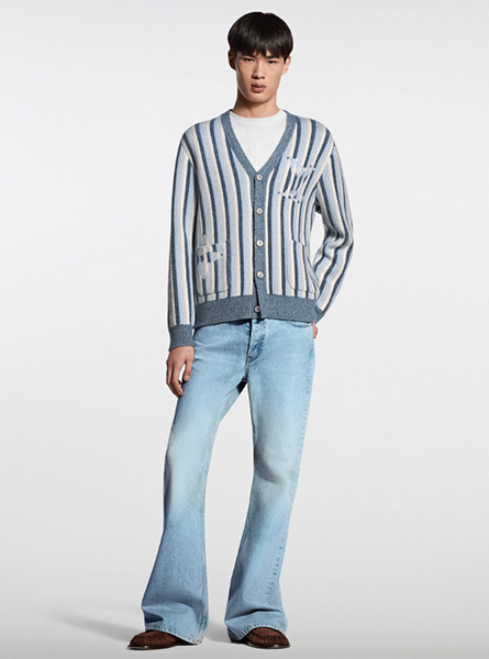 LV高仿男装 | 路易威登 A货服装  2026春夏LV新款 条纹提花开衫