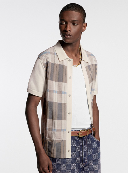 LV高仿男装 | 路易威登 A货服装  2026春夏LV新款 提花短袖衬衫