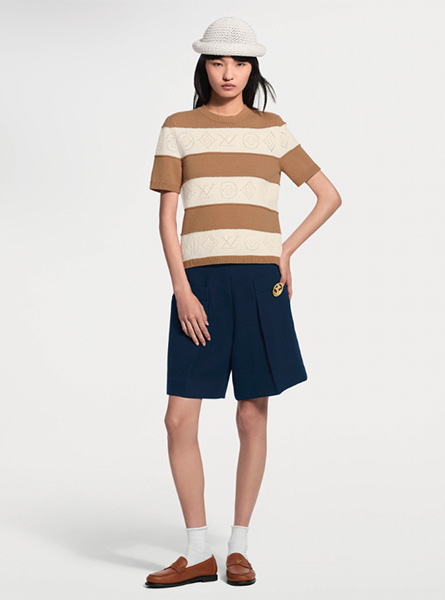 LV高仿女装 | 路易威登 A货服装  2026春夏LV新款 镂空条纹针织衫