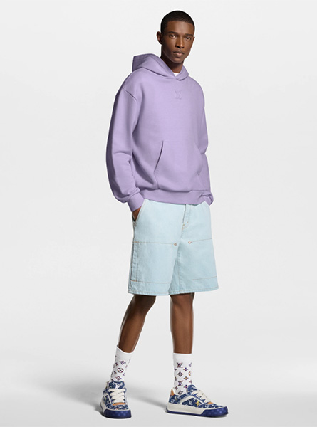 LV高仿男装 | 路易威登 A货服装  2026春夏LV新款 标识刺绣牛仔工装短裤