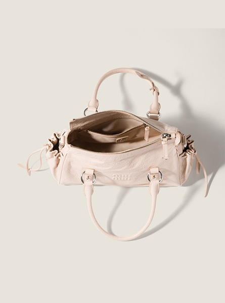 高仿MIUMIU包包 | A货缪缪包包 2026春夏MIUMIU新款 裸粉色Nappa皮革手袋 手提包
