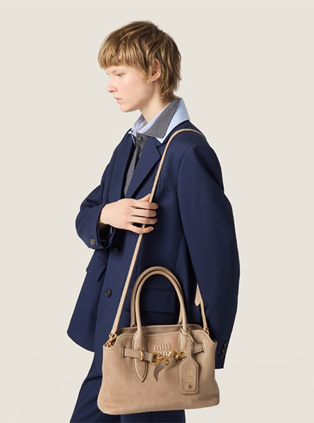 高仿MIUMIU包包 | A货缪缪包包 2026春夏MIUMIU新款 绳索灰Aventure Nappa皮革手袋 公文包