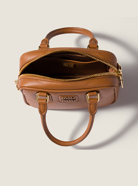 高仿MIUMIU包包 | A货缪缪包包 2026春夏MIUMIU新款 干邑色Arcadie皮革手袋 保龄球包