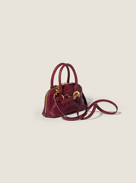 高仿MIUMIU包包 | A货缪缪包包 2026春夏MIUMIU新款 紫红色Aventure Nappa皮革迷你手袋