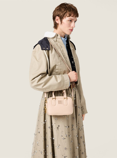 高仿MIUMIU包包 | A货缪缪包包 2026春夏MIUMIU新款 裸粉色Arcadie皮革手袋 保龄球包