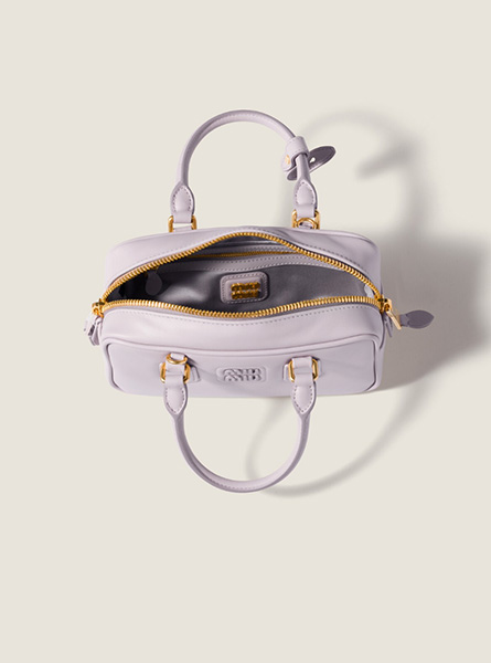 高仿MIUMIU包包 | A货缪缪包包 2026春夏MIUMIU新款 藤萝紫Arcadie皮革手袋 保龄球包