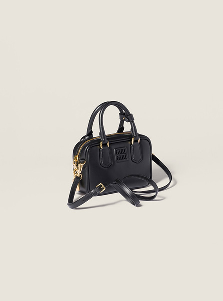 高仿MIUMIU包包 | A货缪缪包包 2026春夏MIUMIU新款 黑色Arcadie皮革手袋 保龄球包