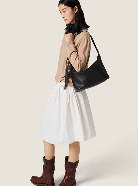 高仿MIUMIU包包 | A货缪缪包包 2026春夏MIUMIU新款 黑色Spirit Nappa皮革手袋 饭盒包