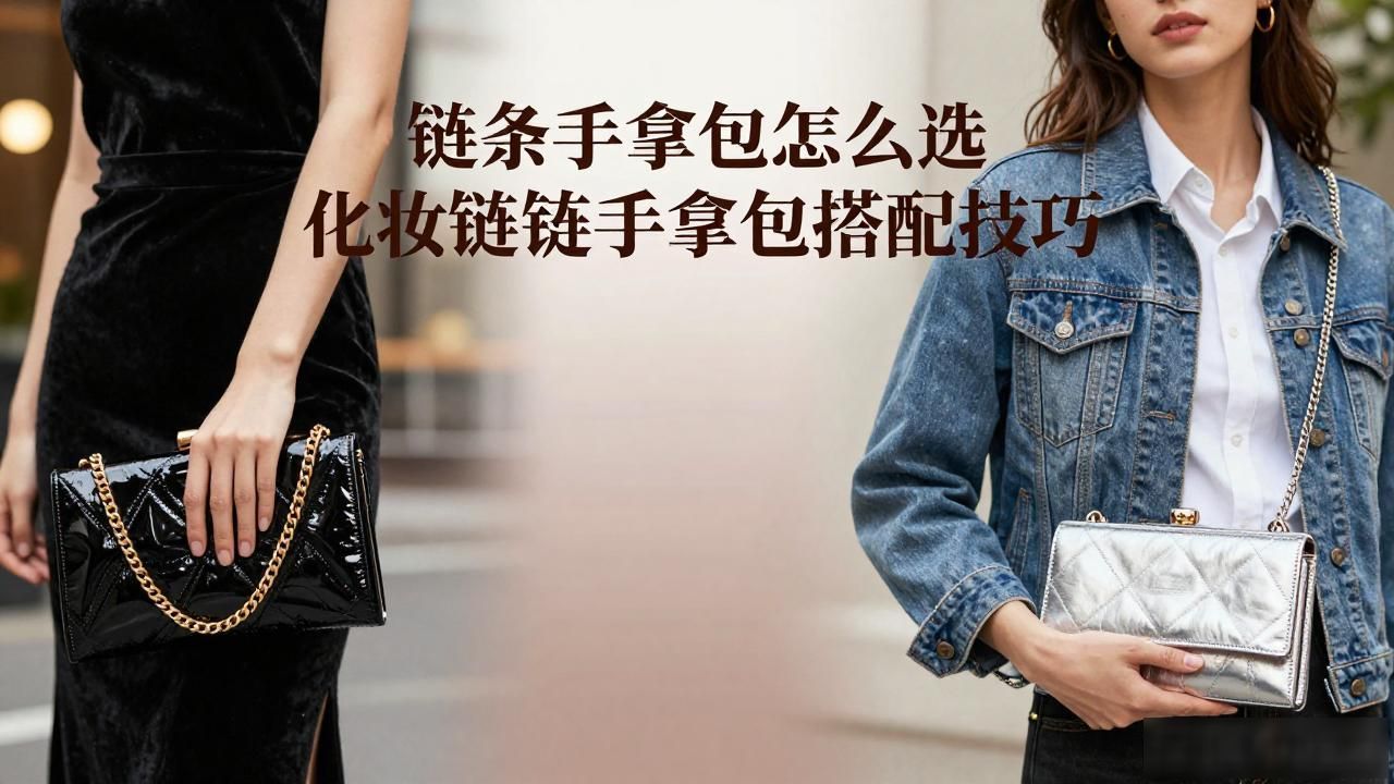 化妆包加链条_Vanity Chain Pouch｜化妆链条手拿包_链条包链子怎么装