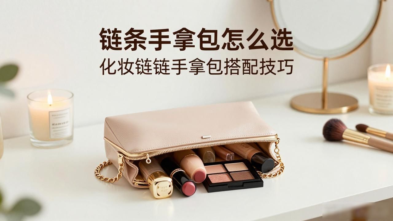 化妆包加链条_Vanity Chain Pouch｜化妆链条手拿包_链条包链子怎么装