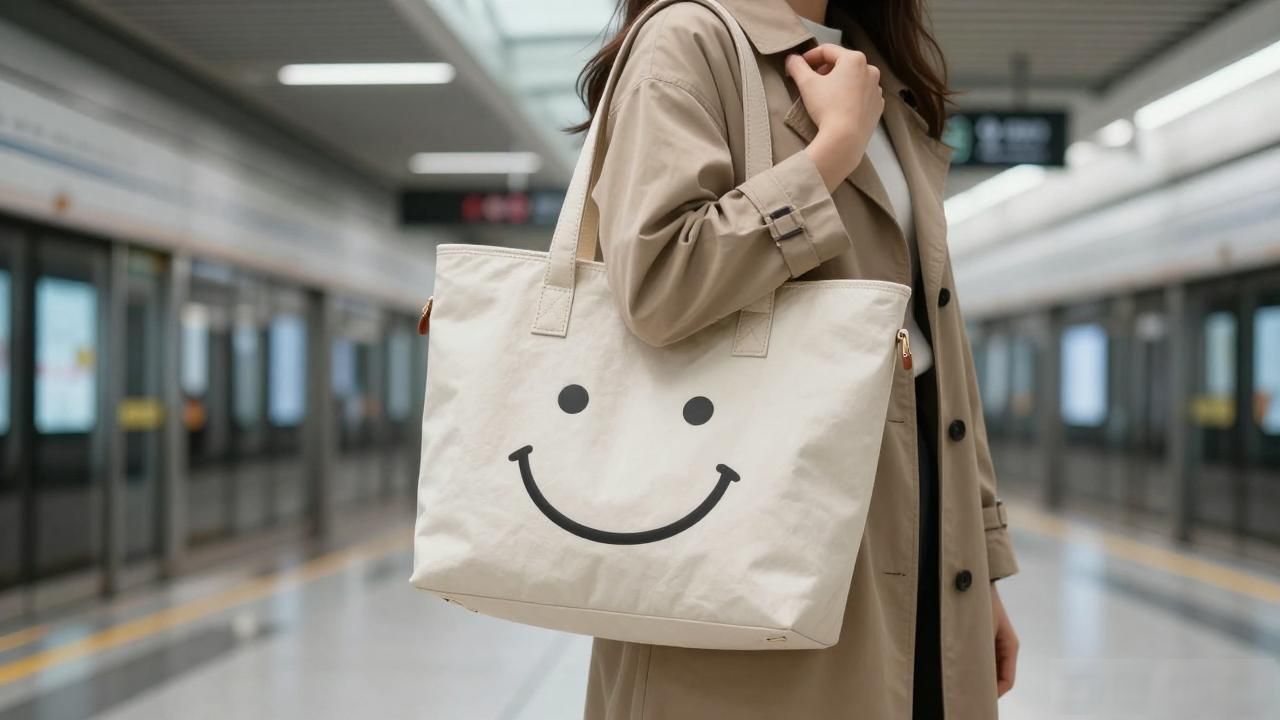 扁平笑脸托特包值得买吗?职场通勤出差必备神器评测 Celine2026 第3张-买A货 Flat Cabas New Luggage|扁平笑脸托特包_笑脸包luggage红米黑_lacoste托特包真假对比