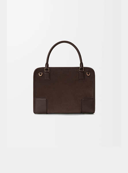 高仿LOEWE包包 | A货罗意威包包 2026春夏新款 深栗色中号绒面革 Amazona 180 手袋 吐司包