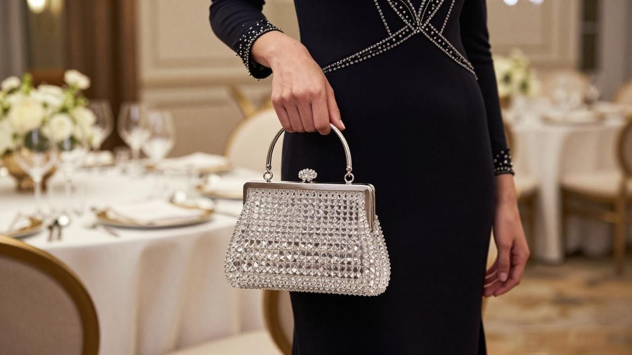 水晶包女_Crystal Medium Evening Top Handle Bag｜水晶晚宴中号手提包_水晶包新手包法