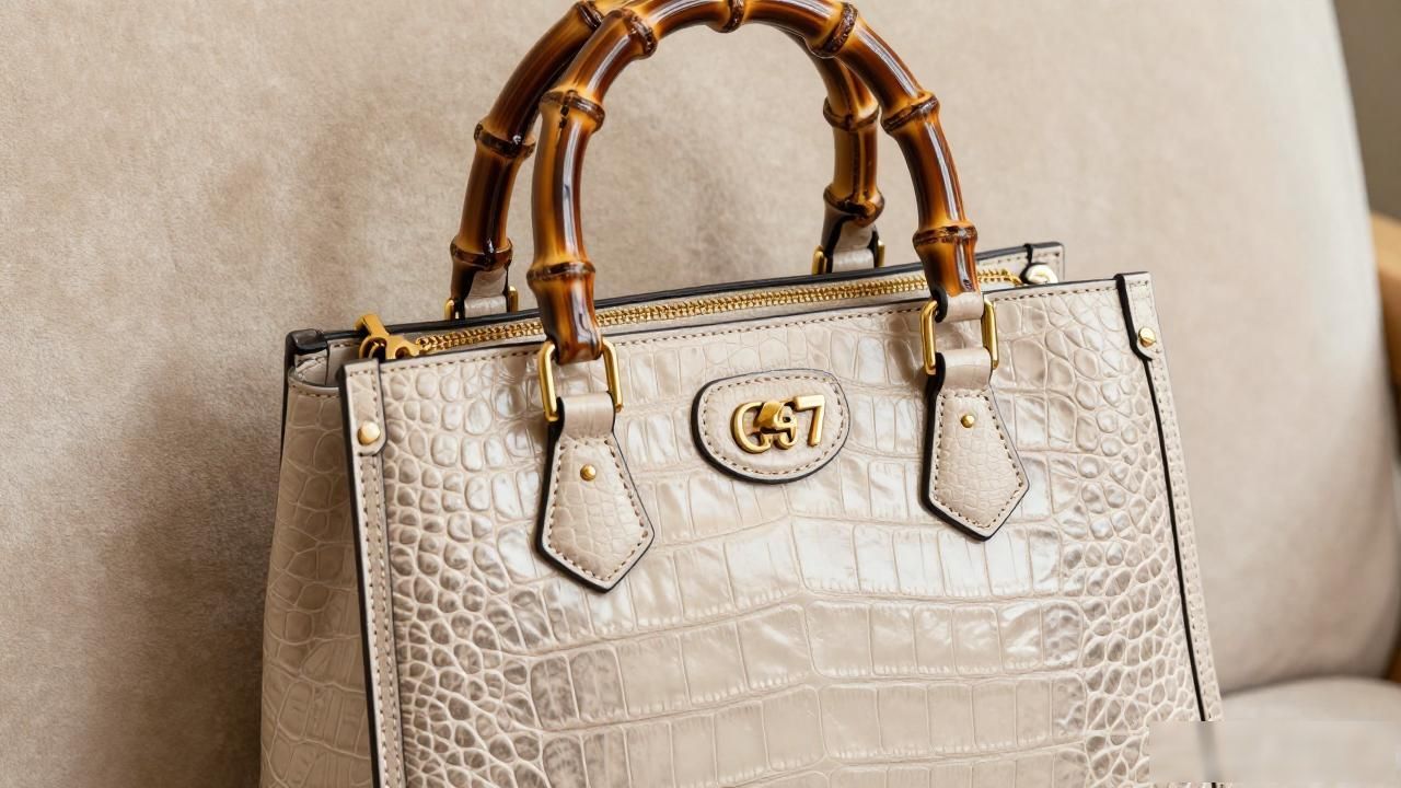鳄鱼皮竹节纹大的好还是小的好_Gucci Bamboo 1947 Crocodile Medium Bag｜1947 竹节鳄鱼纹中号包_鳄鱼纹手提包
