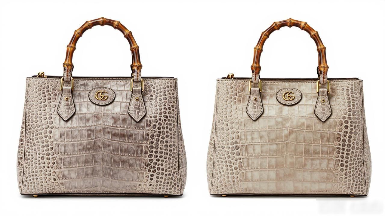 鳄鱼皮竹节纹大的好还是小的好_鳄鱼纹手提包_Gucci Bamboo 1947 Crocodile Medium Bag｜1947 竹节鳄鱼纹中号包